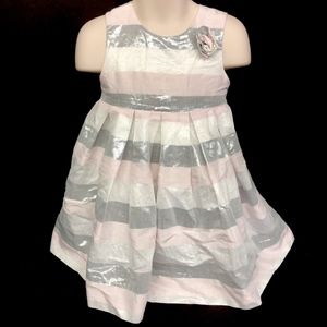Lydia Jane Striped Pastel Pink Silver Dress Sz 2T